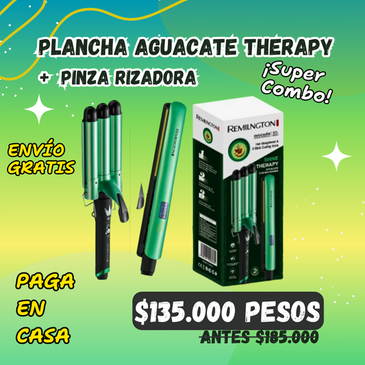 Combo Plancha Alisadora Aguacate y Macadamia Shine Therapy + Pinza Sirena + Envío Gratis